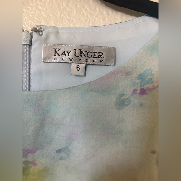 NWT Kay Unger Watercolor Print A-Line dress size 6 - Picture 4 of 6